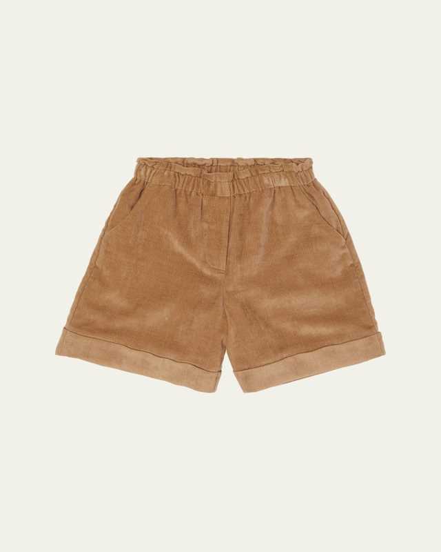 Girl's Logo Patch Corduroy Shorts, Size 12-14